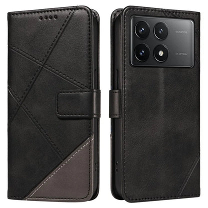 For Xiaomi Poco F6 Pro 5G / Redmi K70 5G / K70 Pro 5G Case Line Spliced PU Leather Phone Cover