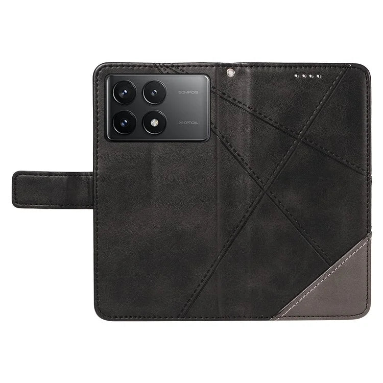 For Xiaomi Poco F6 Pro 5G / Redmi K70 5G / K70 Pro 5G Case Line Spliced PU Leather Phone Cover