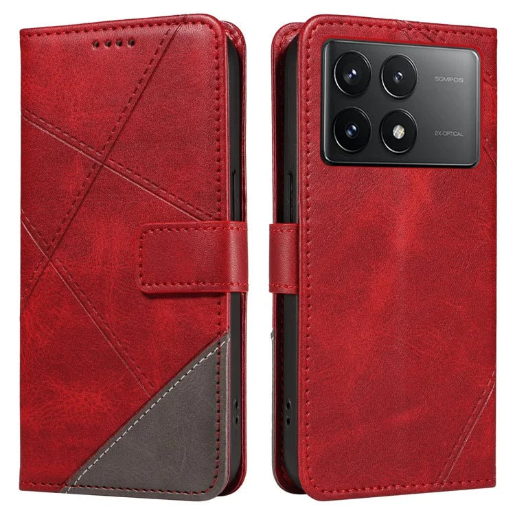 For Xiaomi Poco F6 Pro 5G / Redmi K70 5G / K70 Pro 5G Case Line Spliced PU Leather Phone Cover