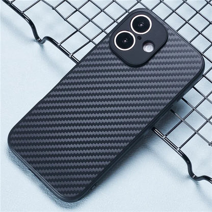 For iPhone 16 Case Carbon Fiber Texture TPU Phone Cover