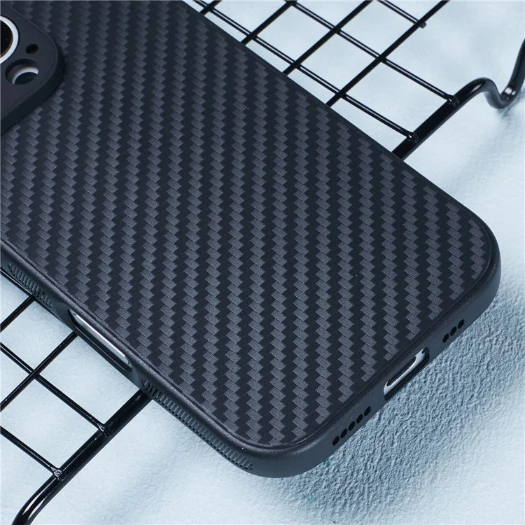 For iPhone 16 Pro Case Flexible TPU Carbon Fiber Texture Shockproof Phone Cover