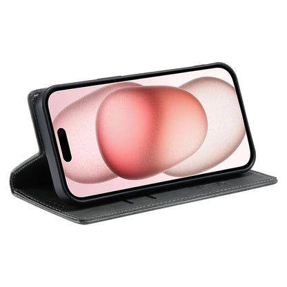 Style-010 For iPhone 16 Plus Case Imprinted Leather Phone Cover Magnetic Auto Closing