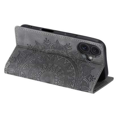 Style-010 For iPhone 16 Plus Case Imprinted Leather Phone Cover Magnetic Auto Closing