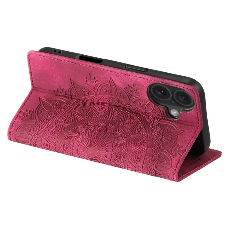 Style-010 For iPhone 16 Case Magnetic Closing Leather Phone Cover Pattern Imprinted