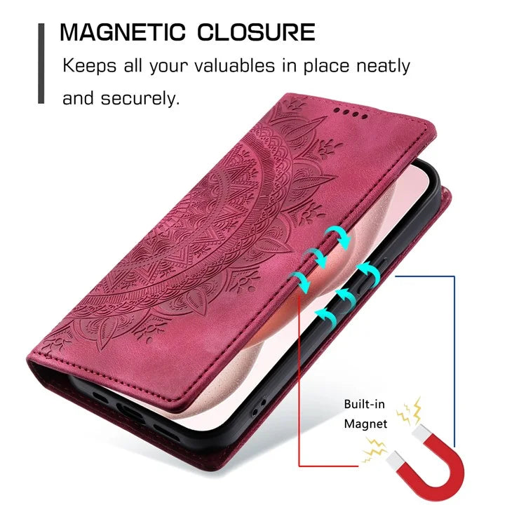 Style-010 For iPhone 16 Case Magnetic Closing Leather Phone Cover Pattern Imprinted