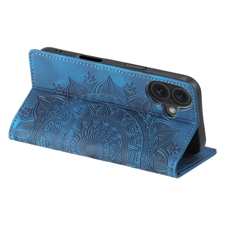 Style-010 For iPhone 16 Case Magnetic Closing Leather Phone Cover Pattern Imprinted