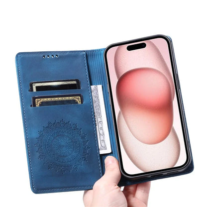 Style-010 For iPhone 16 Case Magnetic Closing Leather Phone Cover Pattern Imprinted