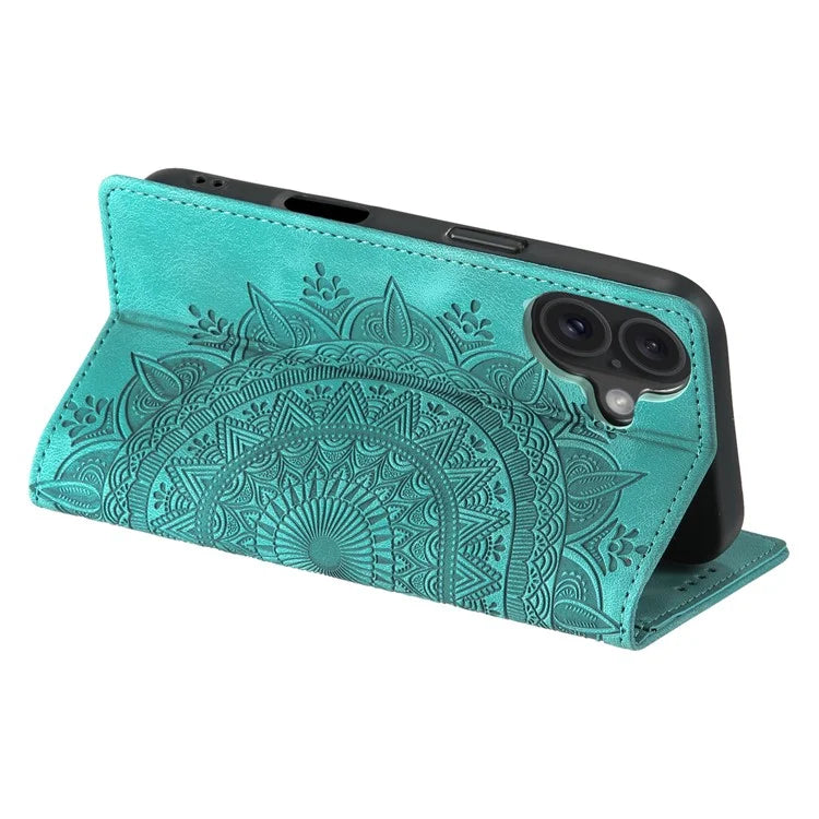 Style-010 For iPhone 16 Case Magnetic Closing Leather Phone Cover Pattern Imprinted