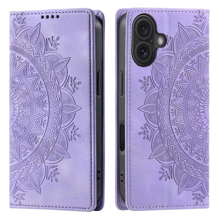 Style-010 For iPhone 16 Case Magnetic Closing Leather Phone Cover Pattern Imprinted