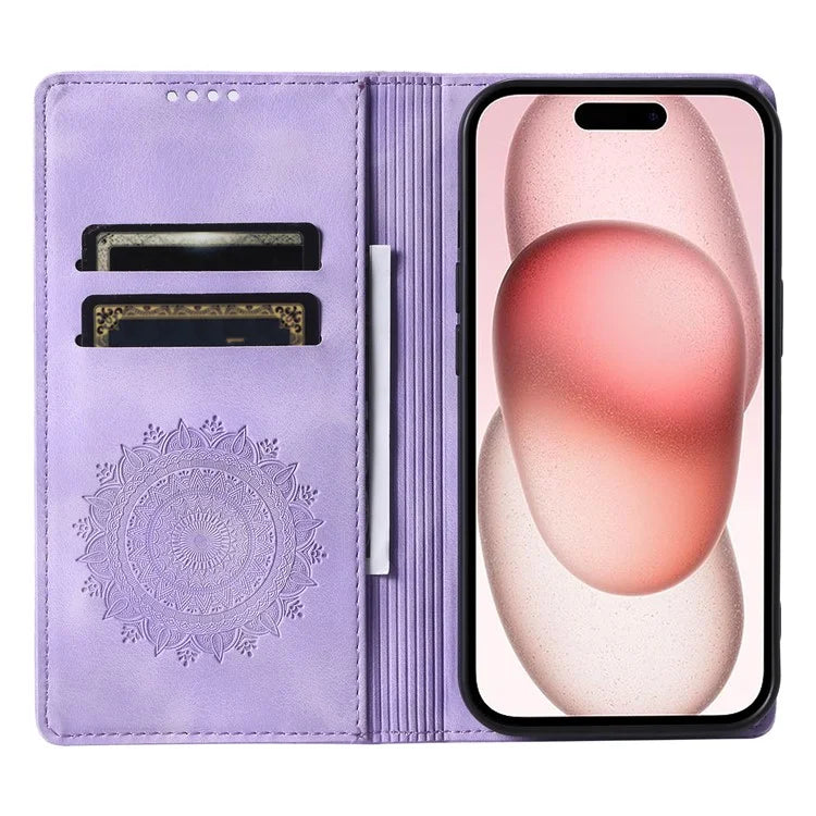 Style-010 For iPhone 16 Case Magnetic Closing Leather Phone Cover Pattern Imprinted