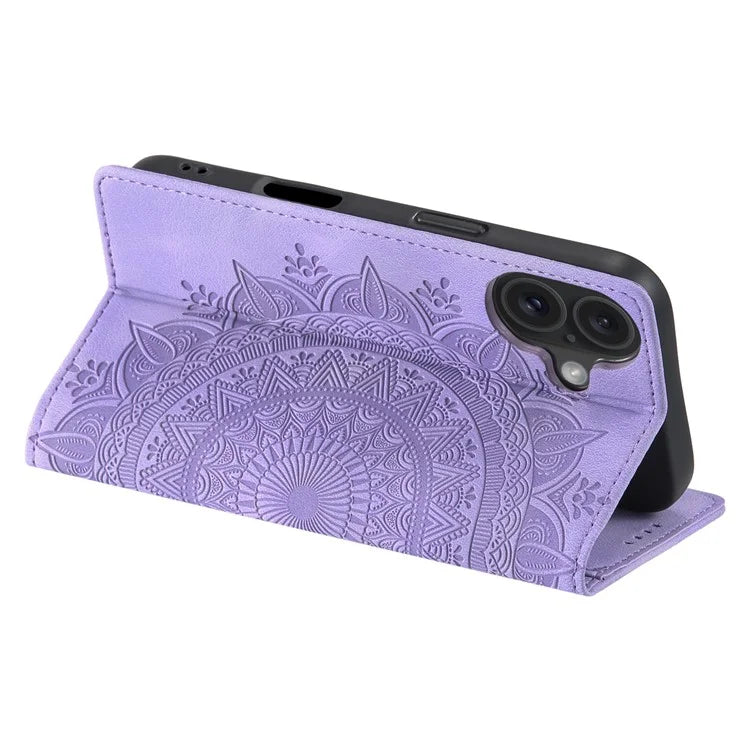 Style-010 For iPhone 16 Case Magnetic Closing Leather Phone Cover Pattern Imprinted