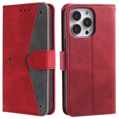 For iPhone 16 Pro Max Case Splicing Stitching Leather Flip Protective Cover