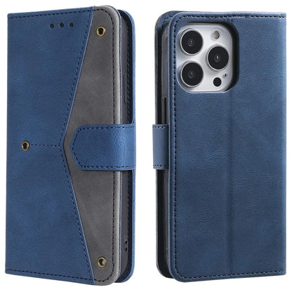 For iPhone 16 Pro Max Case Splicing Stitching Leather Flip Protective Cover