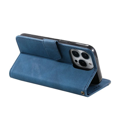 For iPhone 16 Pro Max Case Splicing Stitching Leather Flip Protective Cover