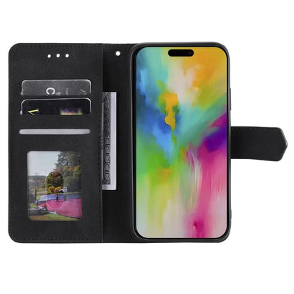 For iPhone 16 Pro Max Case Splicing Stitching Leather Flip Protective Cover