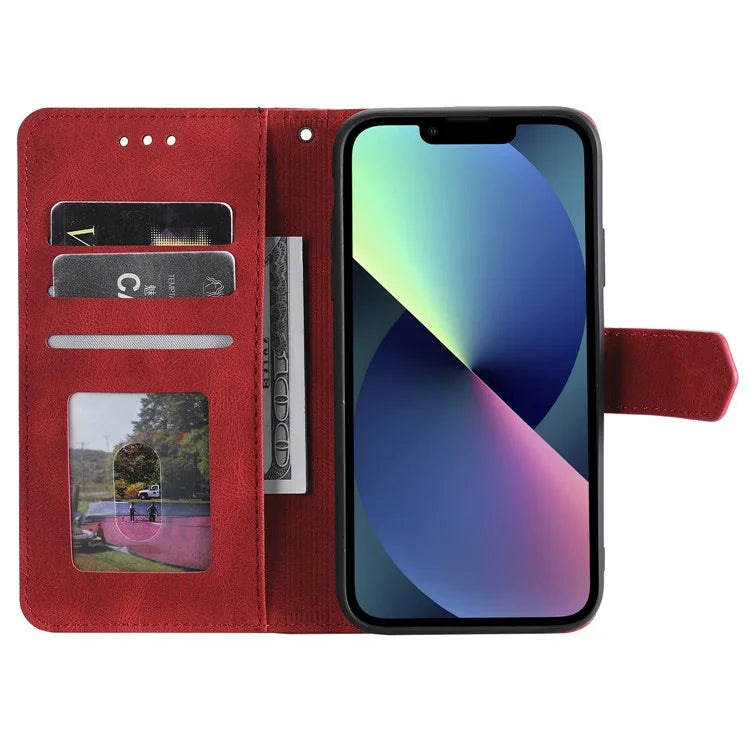 For iPhone 16 Pro Case Leather Flip Phone Cover Splicing Stitching