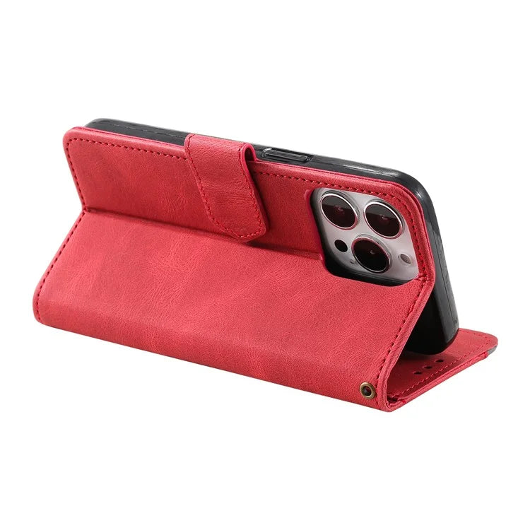 For iPhone 16 Pro Case Leather Flip Phone Cover Splicing Stitching