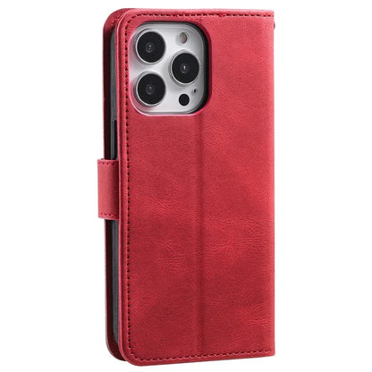 For iPhone 16 Pro Case Leather Flip Phone Cover Splicing Stitching