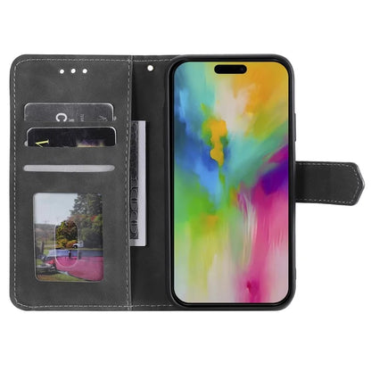 For iPhone 16 Pro Case Leather Flip Phone Cover Splicing Stitching