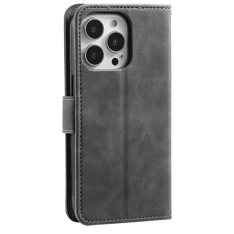 For iPhone 16 Pro Case Leather Flip Phone Cover Splicing Stitching