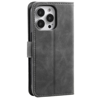 For iPhone 16 Pro Case Leather Flip Phone Cover Splicing Stitching
