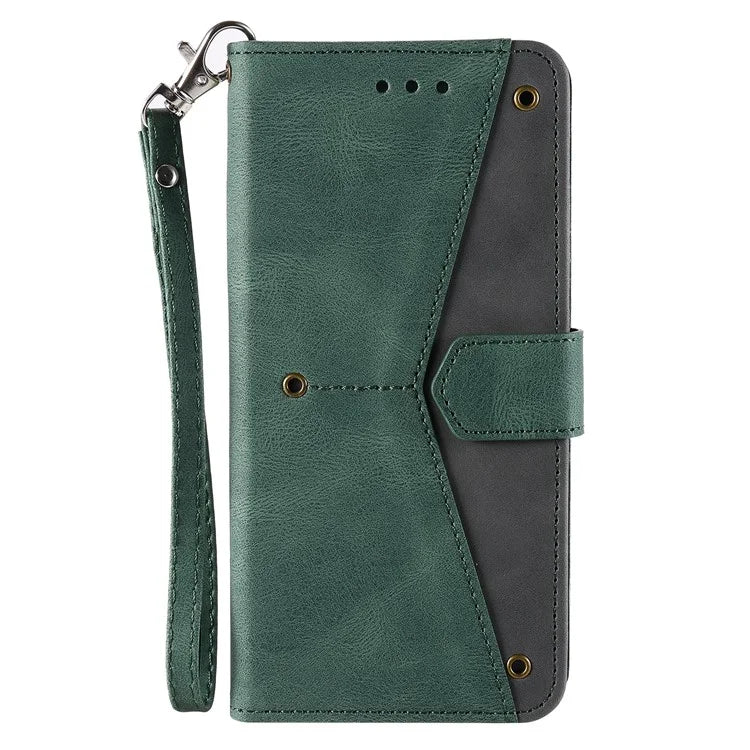 For iPhone 16 Pro Case Leather Flip Phone Cover Splicing Stitching