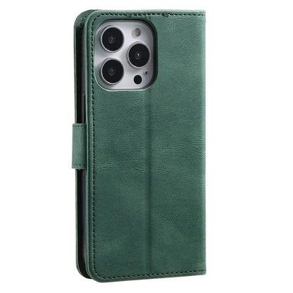For iPhone 16 Pro Case Leather Flip Phone Cover Splicing Stitching