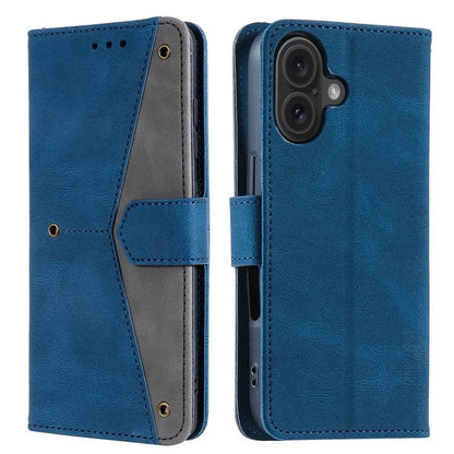 For iPhone 16 Protective Case Splicing Stitching Leather Flip Phone Cover