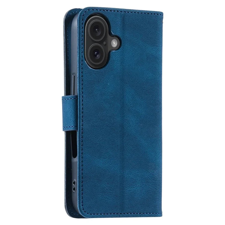 For iPhone 16 Protective Case Splicing Stitching Leather Flip Phone Cover