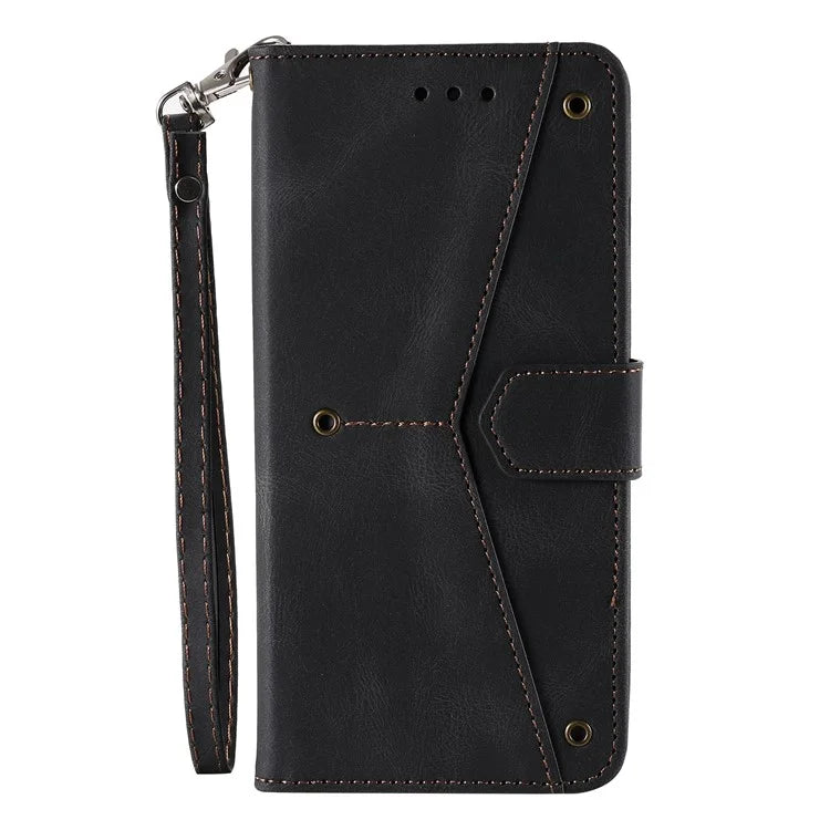 For iPhone 16 Protective Case Splicing Stitching Leather Flip Phone Cover