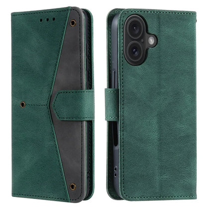 For iPhone 16 Protective Case Splicing Stitching Leather Flip Phone Cover