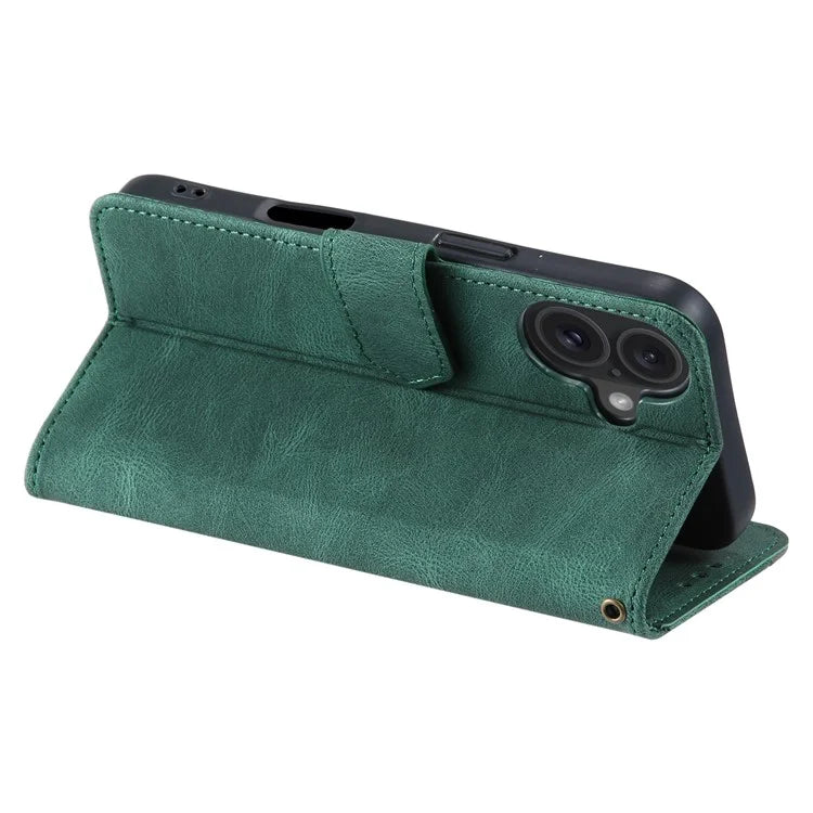 For iPhone 16 Protective Case Splicing Stitching Leather Flip Phone Cover