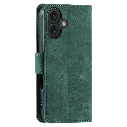For iPhone 16 Protective Case Splicing Stitching Leather Flip Phone Cover