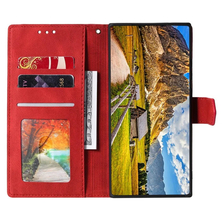 For iPhone 16 Protective Case Splicing Stitching Leather Flip Phone Cover