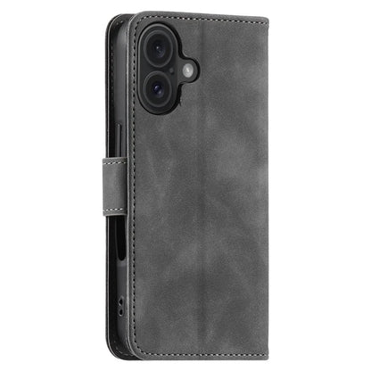 For iPhone 16 Protective Case Splicing Stitching Leather Flip Phone Cover