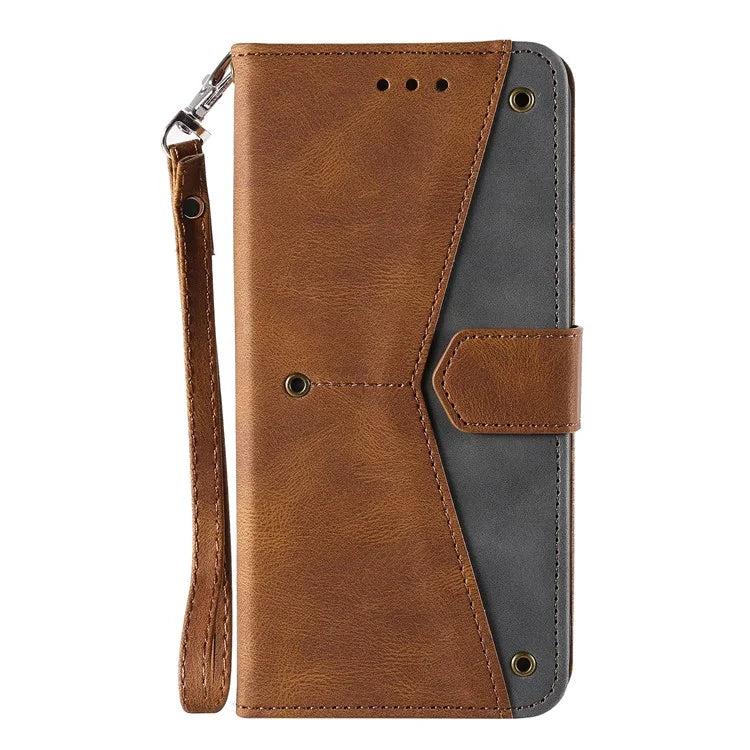 For iPhone 16 Plus Case Splicing Stitching Leather Wallet Phone Cover