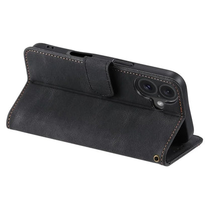 For iPhone 16 Plus Case Splicing Stitching Leather Wallet Phone Cover