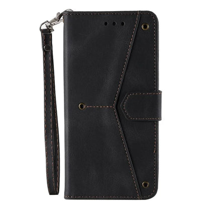 For iPhone 16 Plus Case Splicing Stitching Leather Wallet Phone Cover