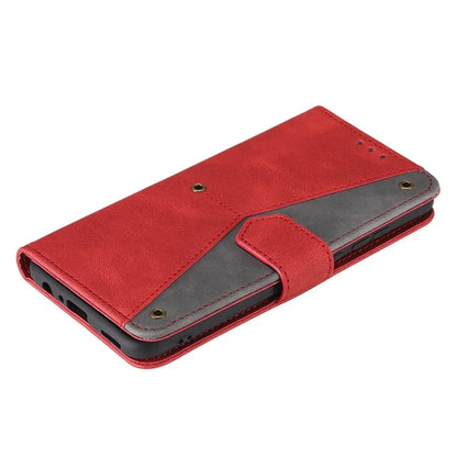 For iPhone 16 Plus Case Splicing Stitching Leather Wallet Phone Cover