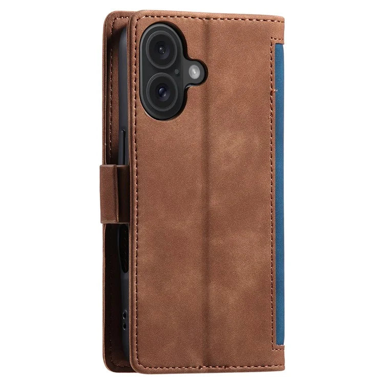 For iPhone 16 Case Vintage Splicing Shockproof Leather Phone Cover