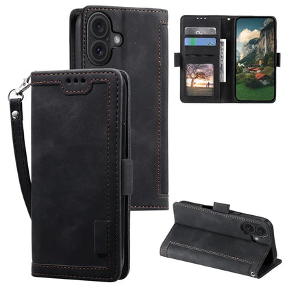 For iPhone 16 Case Vintage Splicing Shockproof Leather Phone Cover
