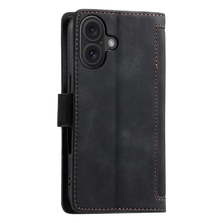 For iPhone 16 Case Vintage Splicing Shockproof Leather Phone Cover