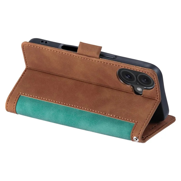 For iPhone 16 Case Vintage Splicing Shockproof Leather Phone Cover