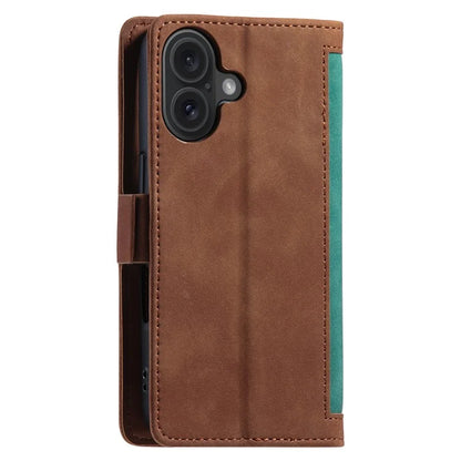 For iPhone 16 Case Vintage Splicing Shockproof Leather Phone Cover