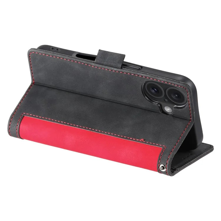 For iPhone 16 Case Vintage Splicing Shockproof Leather Phone Cover