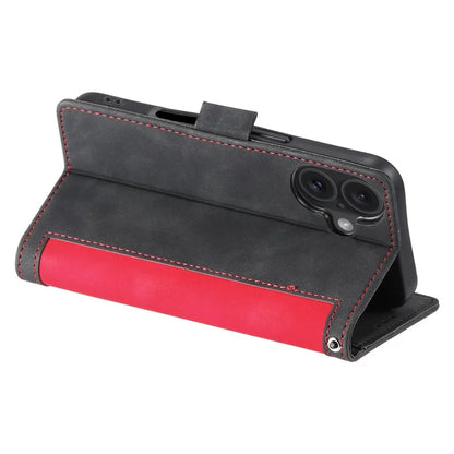 For iPhone 16 Case Vintage Splicing Shockproof Leather Phone Cover