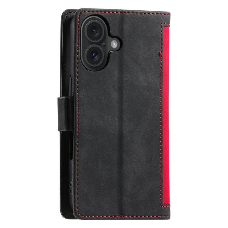 For iPhone 16 Case Vintage Splicing Shockproof Leather Phone Cover