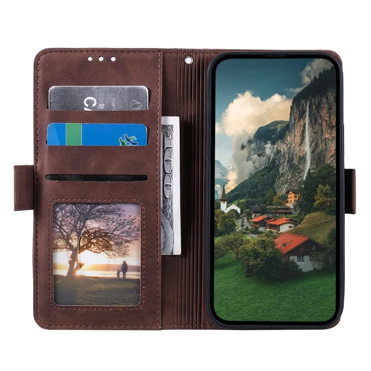 For iPhone 16 Case Vintage Splicing Shockproof Leather Phone Cover