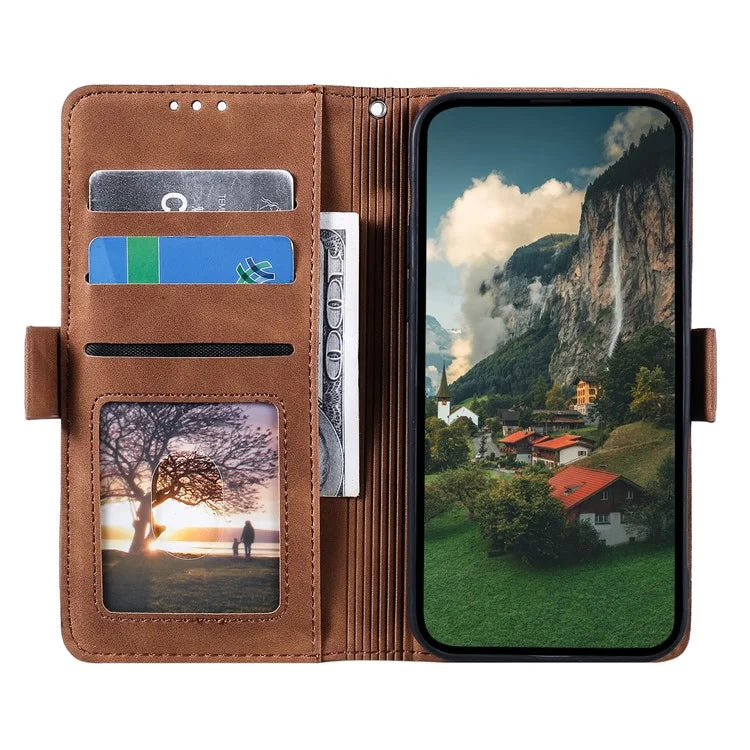 For iPhone 16 Case Vintage Splicing Shockproof Leather Phone Cover