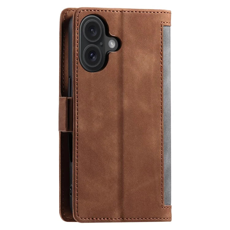 For iPhone 16 Case Vintage Splicing Shockproof Leather Phone Cover